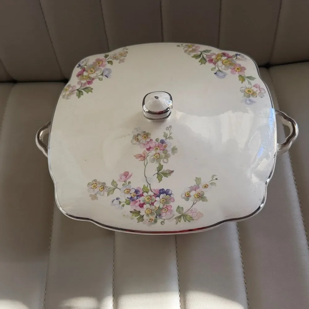 Vintage Paden City Pottery Regina pattern Floral Serving Dish with Lid